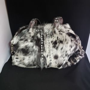 Raviani Hair On Hide Swarovski Crystal Handbag